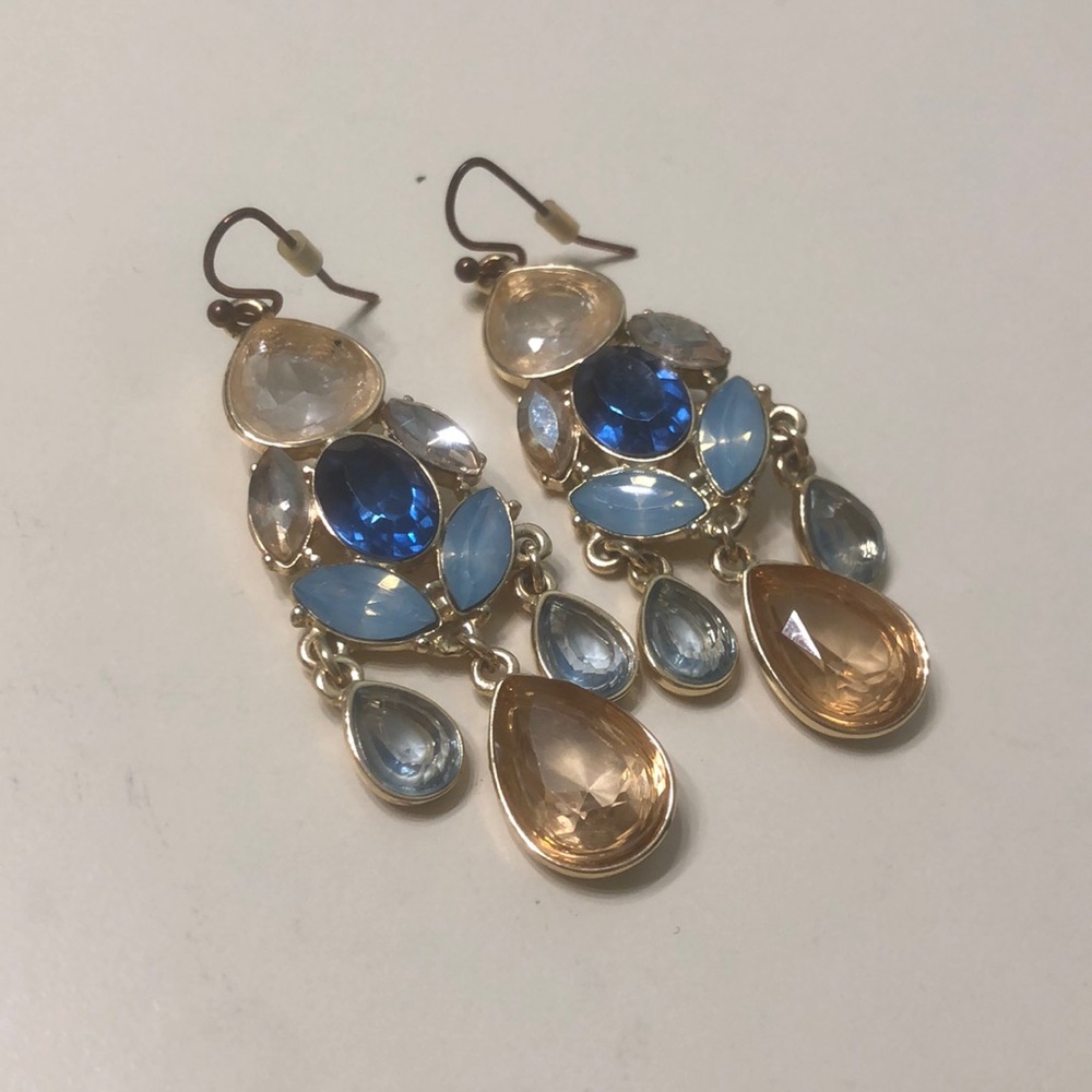 Stunning Shades of Blue & Gold Dangle Earrings